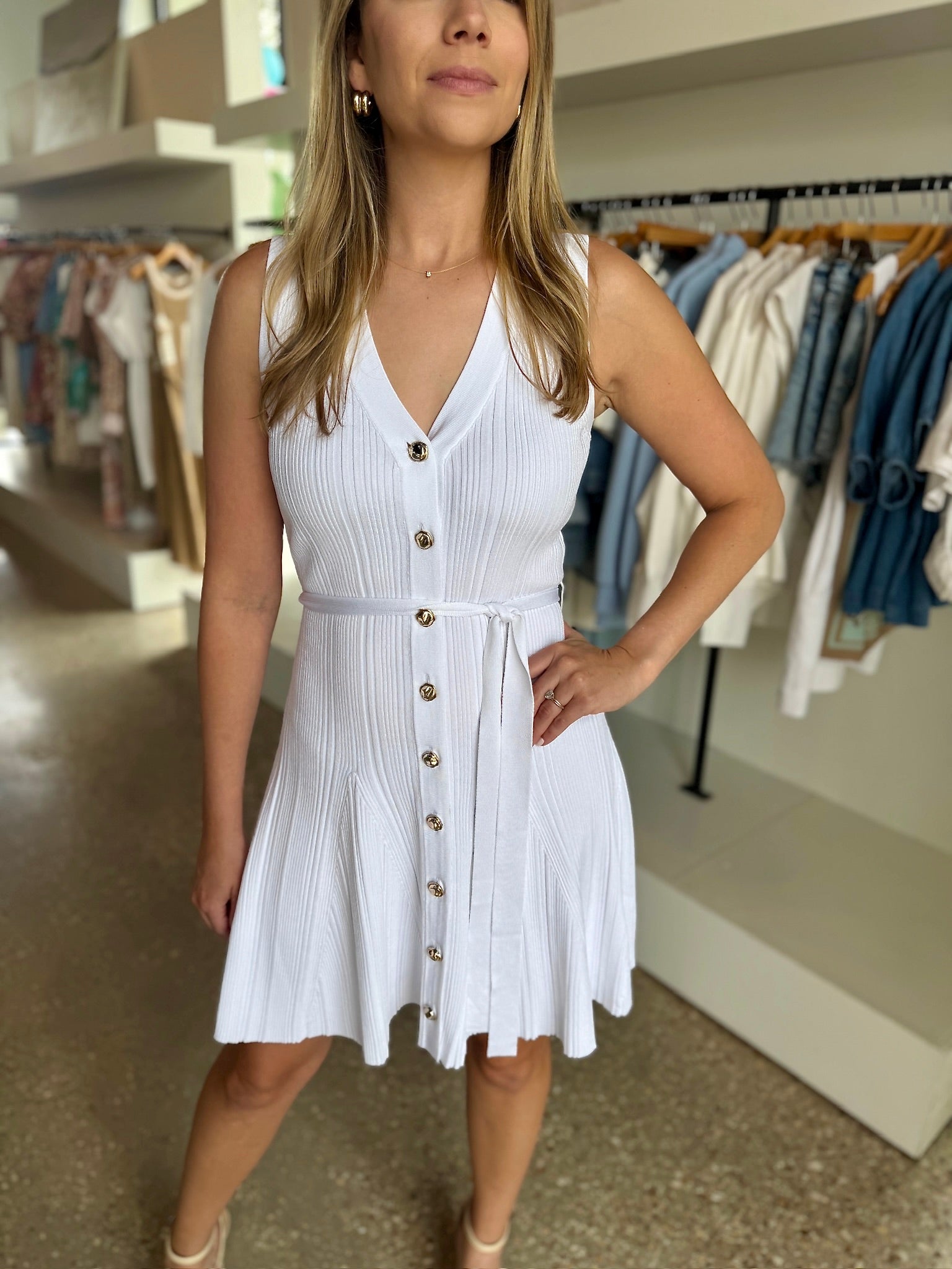 Off White Chloe Knit Mini Dress - Amor Lafayette