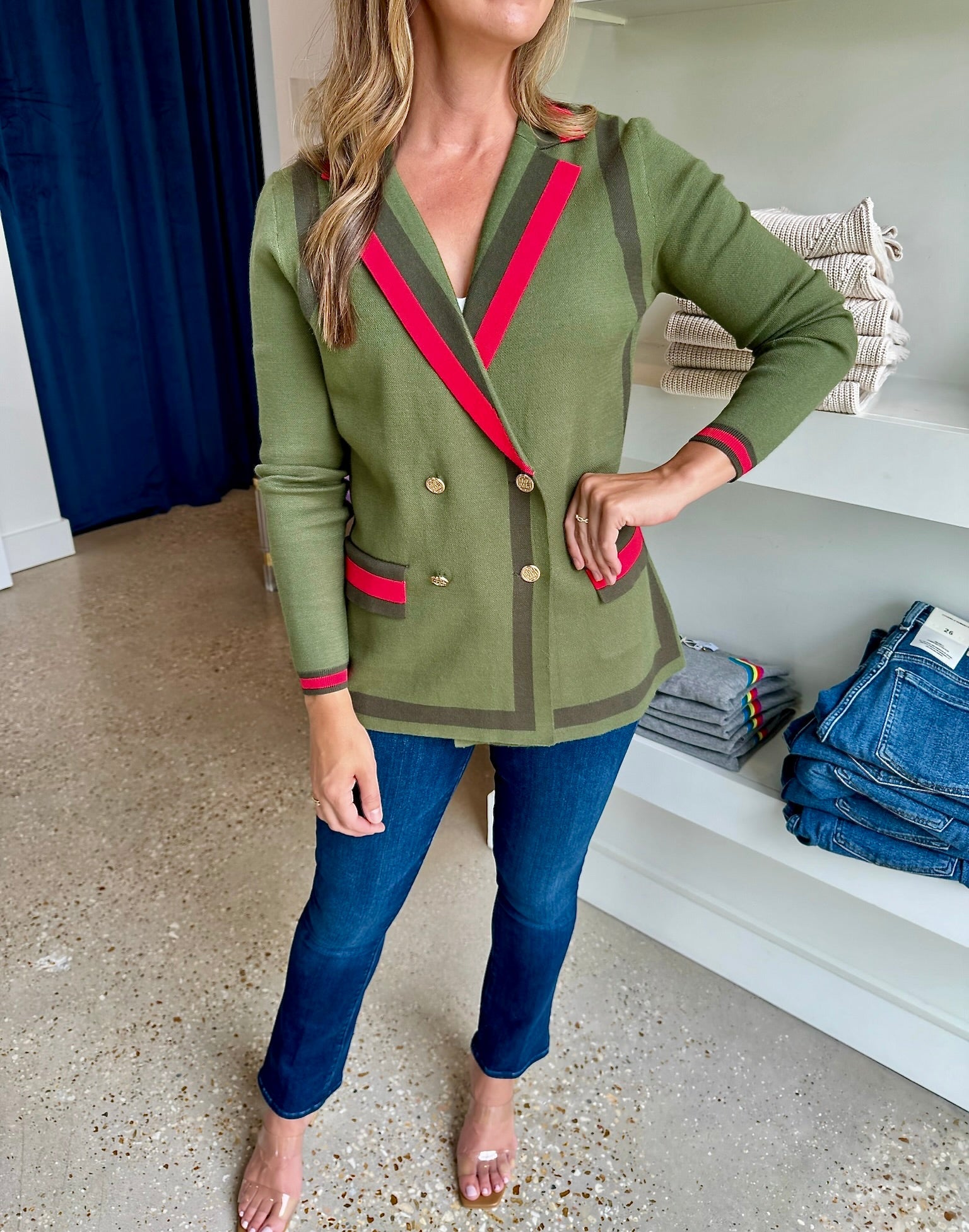 Olive Night Sloane Sweater Blazer - Amor Lafayette