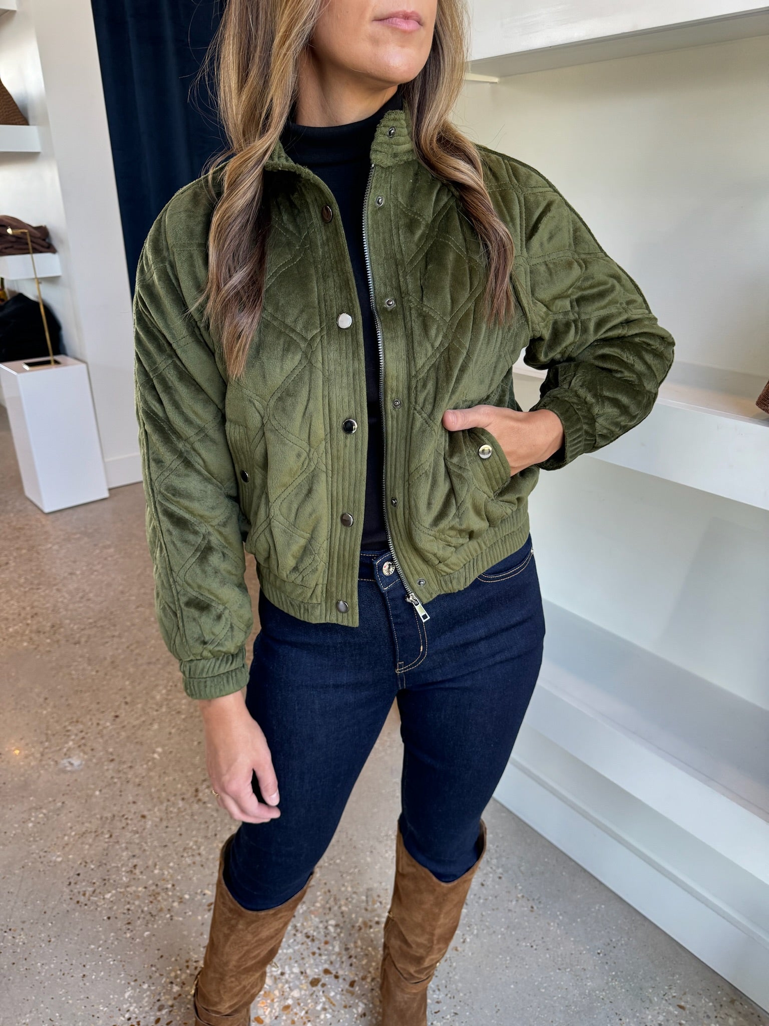 Olive Nova Quilted Jacket - Amor Lafayette