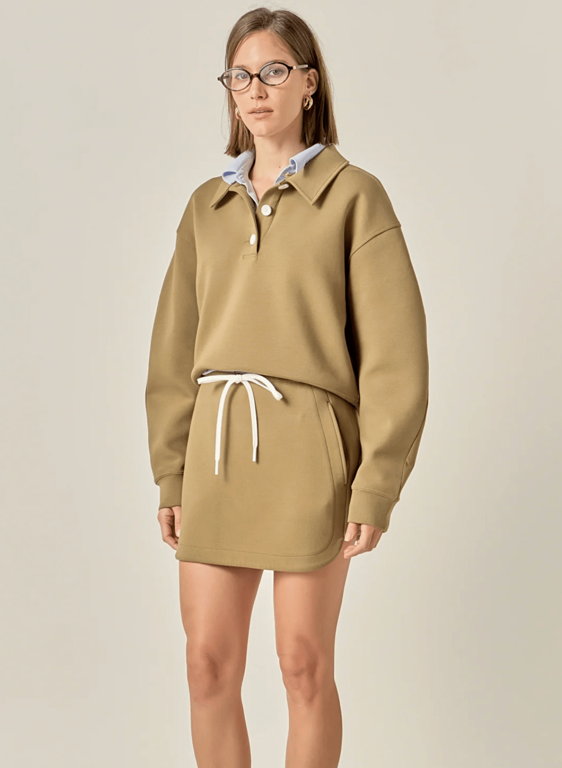 Olive Scuba Mini Skirt - Amor Lafayette