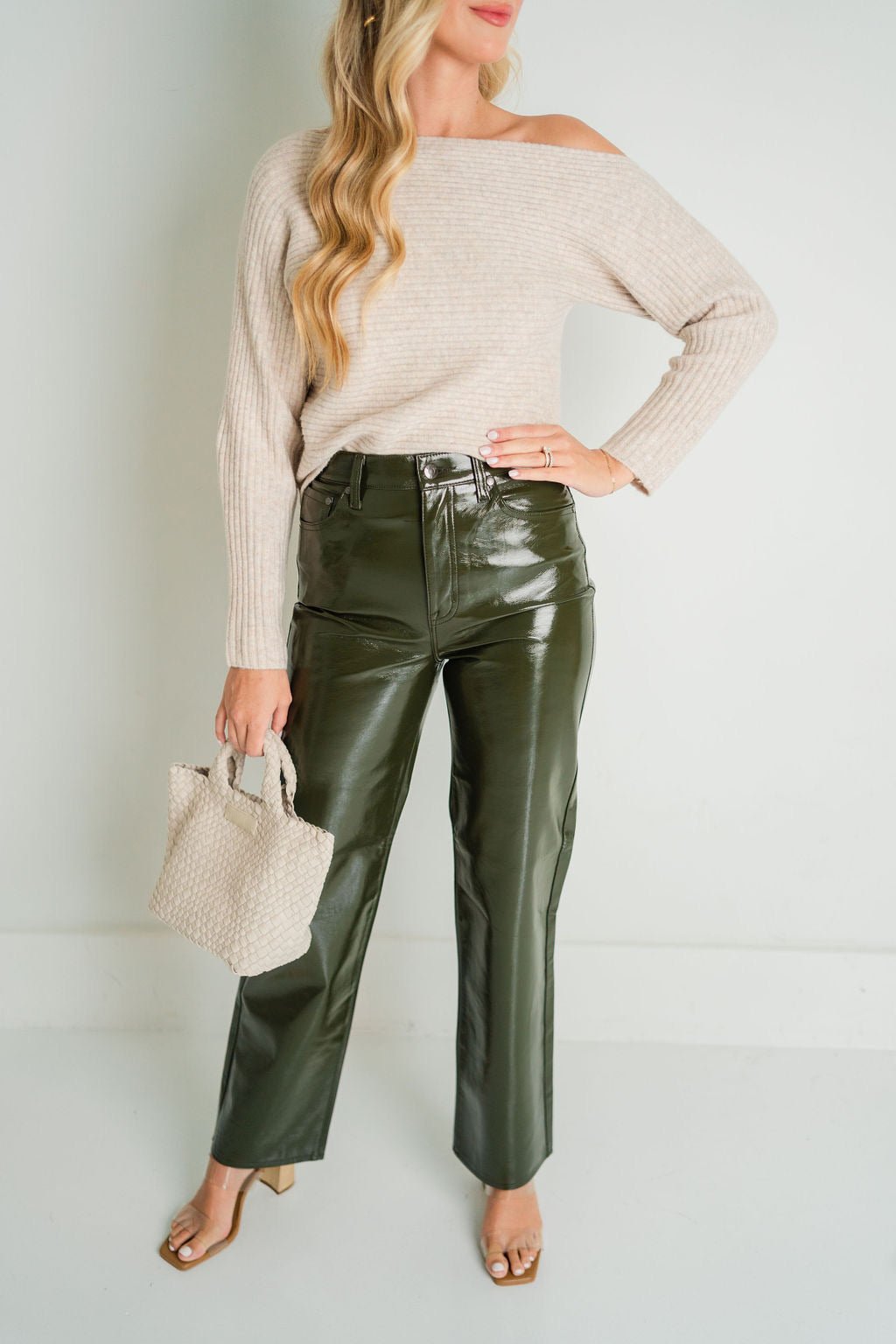 Olive Vinyl Cassie Super High Rise Jeans - Amor Lafayette