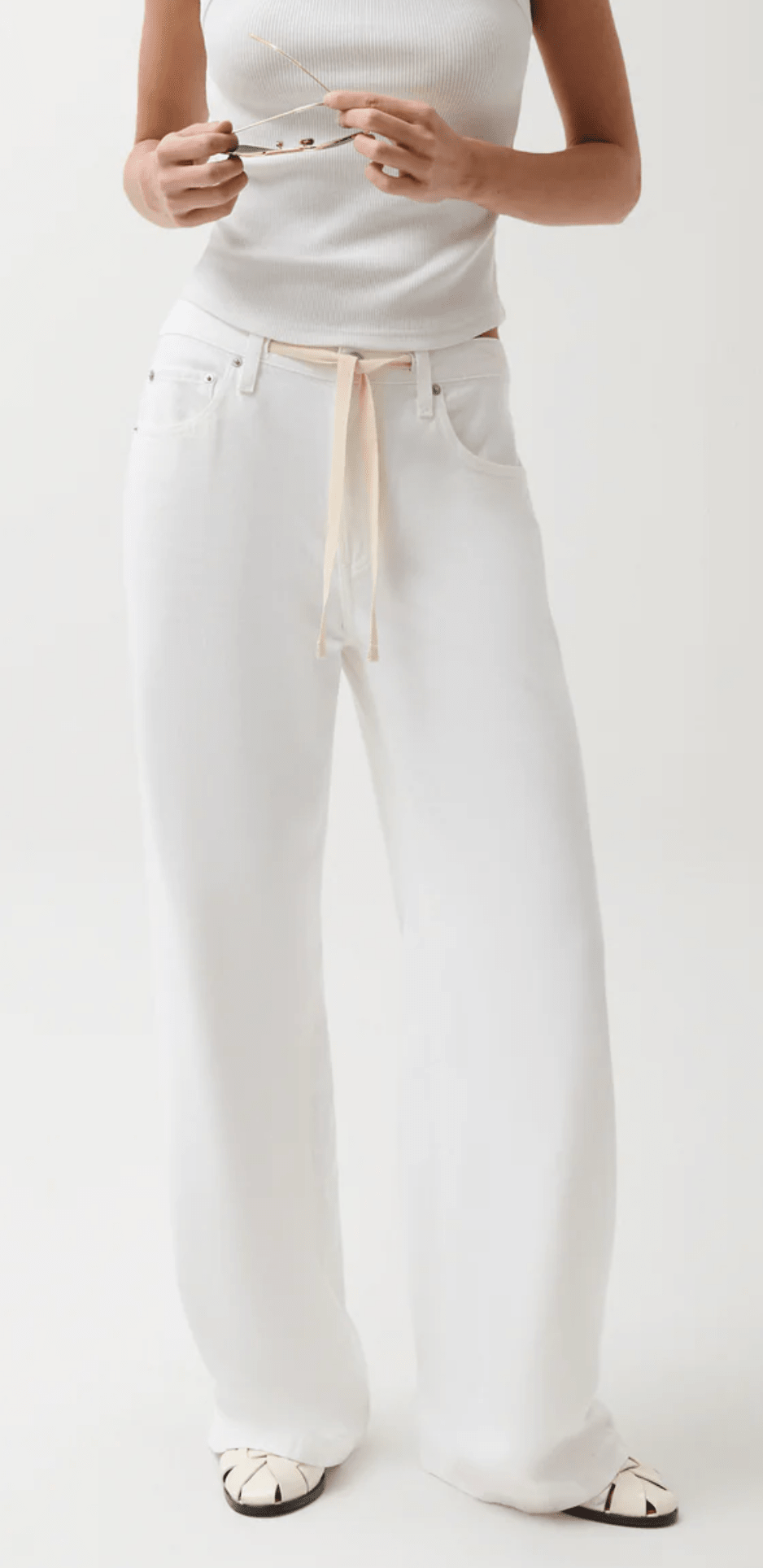 Optic White Jaydn W/Draw Cord Low Slung Palazzo W/Drawcord - Amor Lafayette