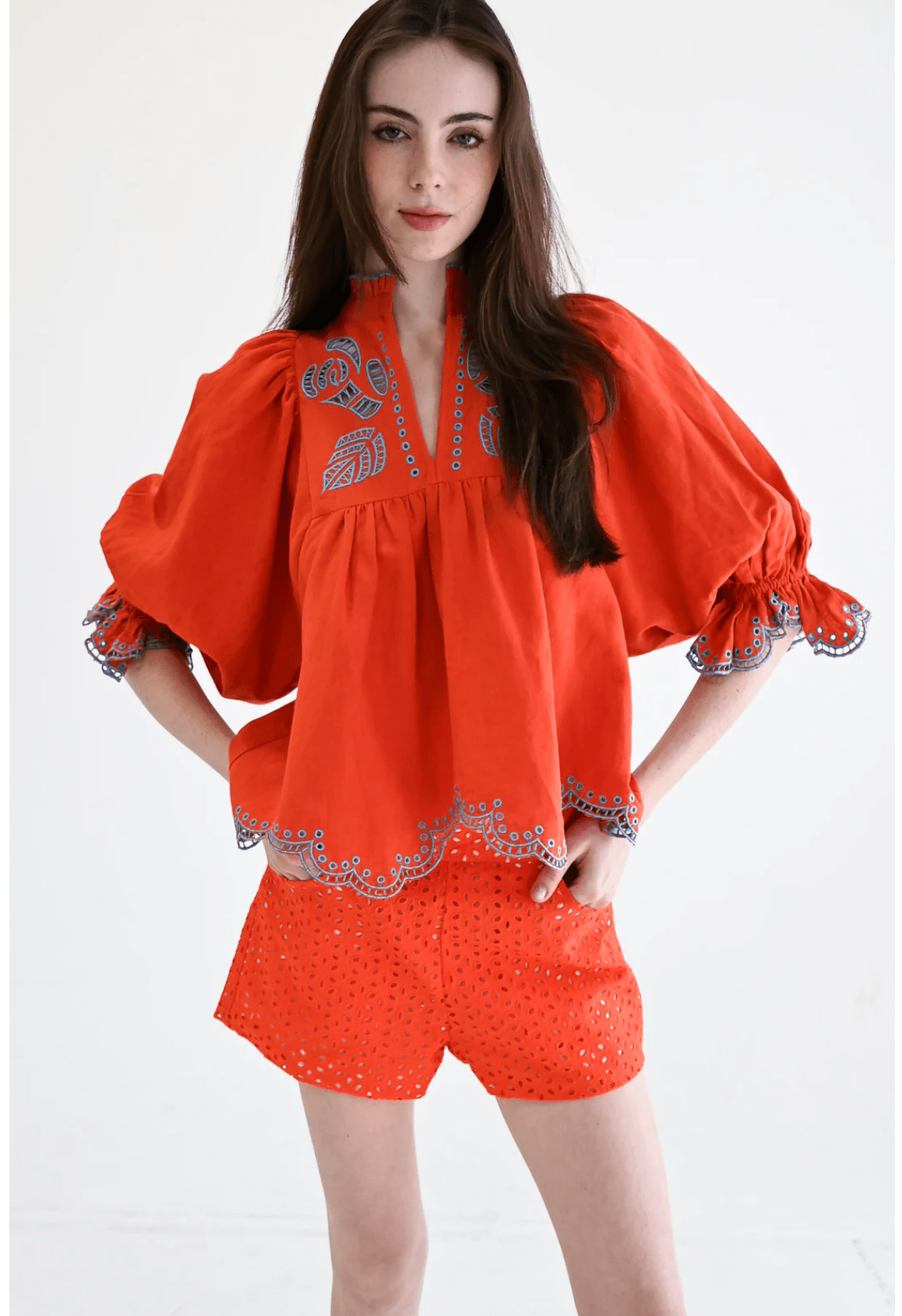 Orange High Neck Top - Amor Lafayette