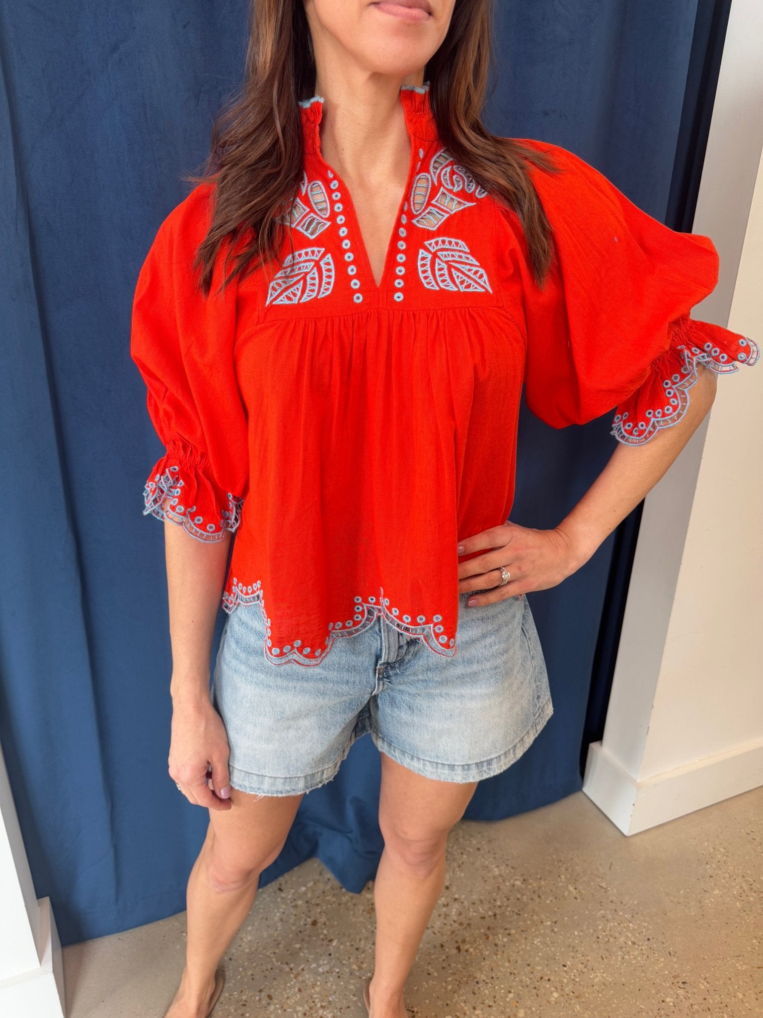 Orange High Neck Top - Amor Lafayette