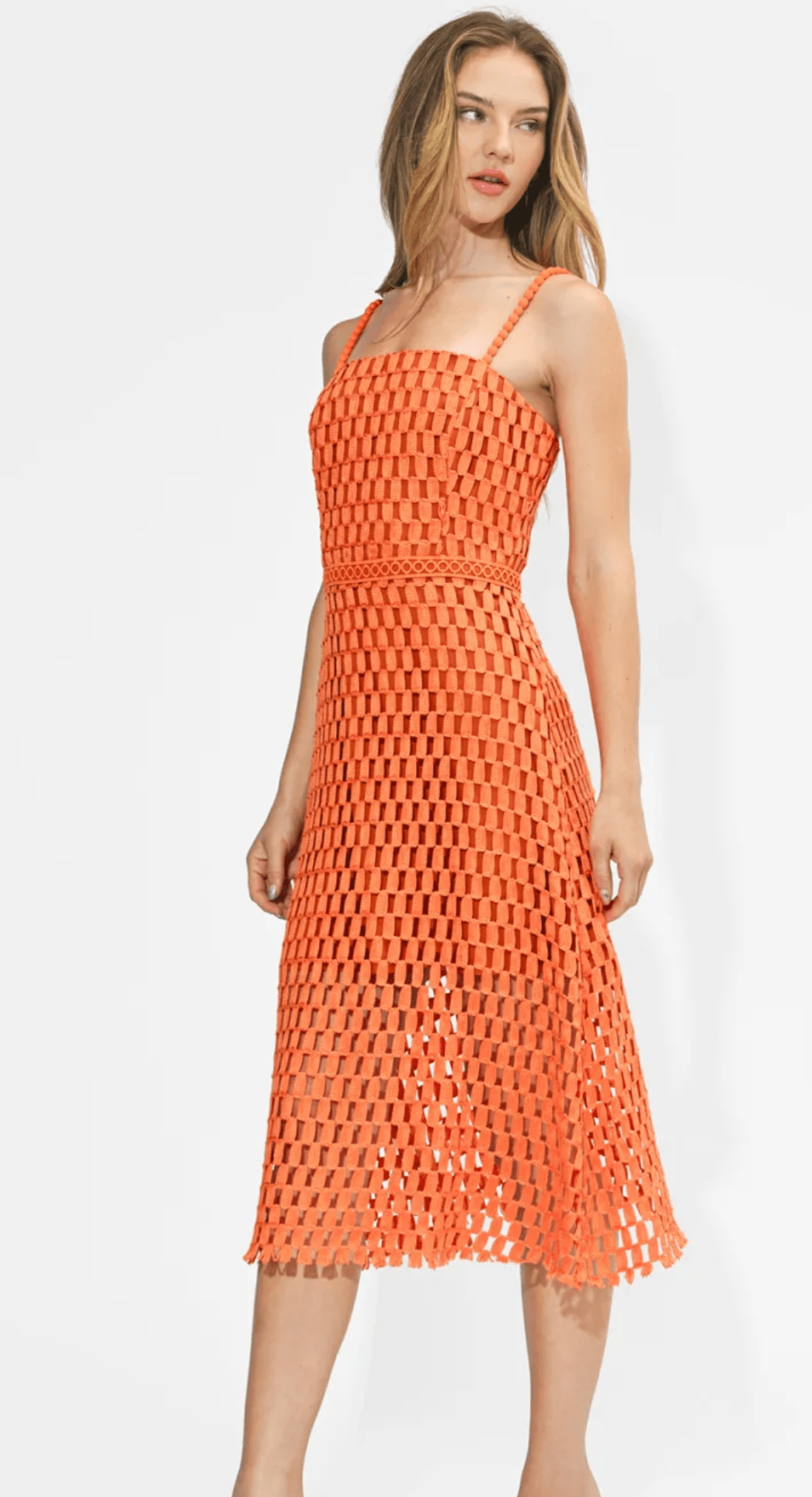 Orange Karson Lace Midi Dress - Amor Lafayette
