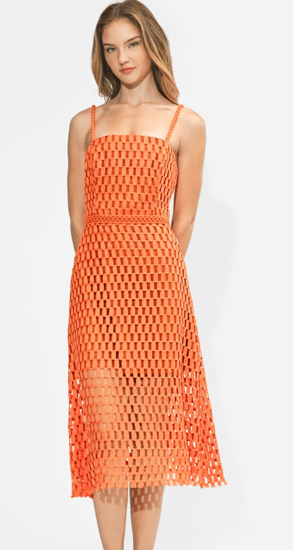 Orange Karson Lace Midi Dress - Amor Lafayette