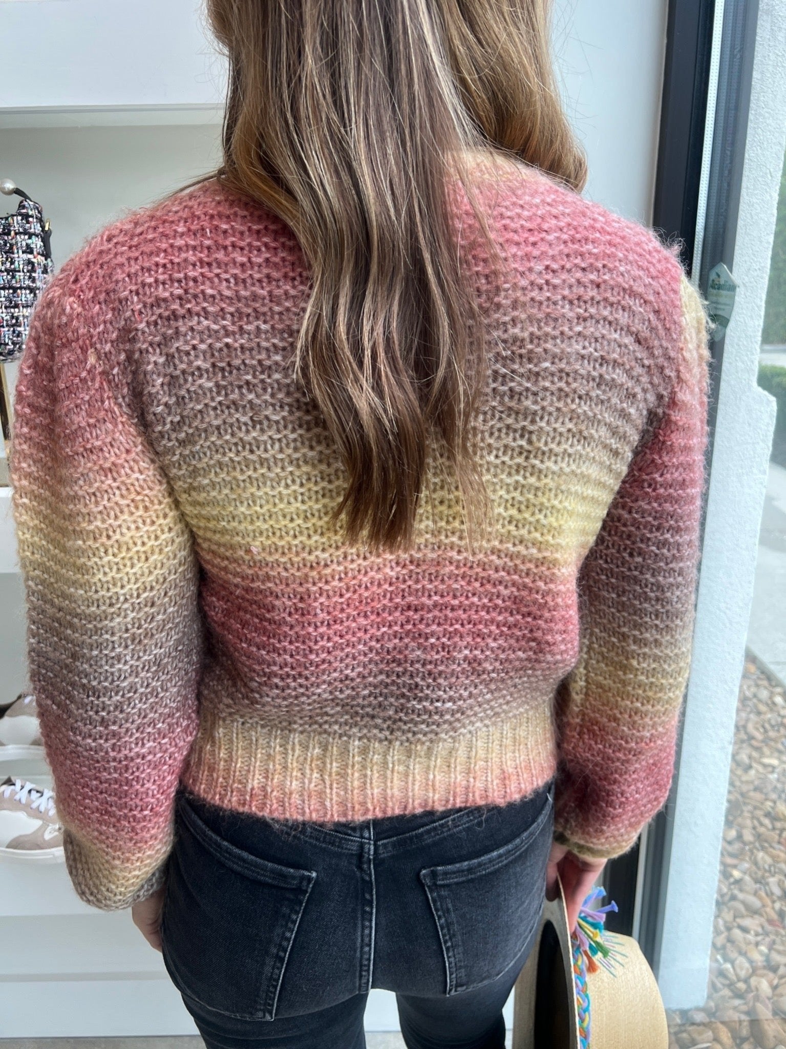Orange Mixed Yarn Sweater - Amor Lafayette