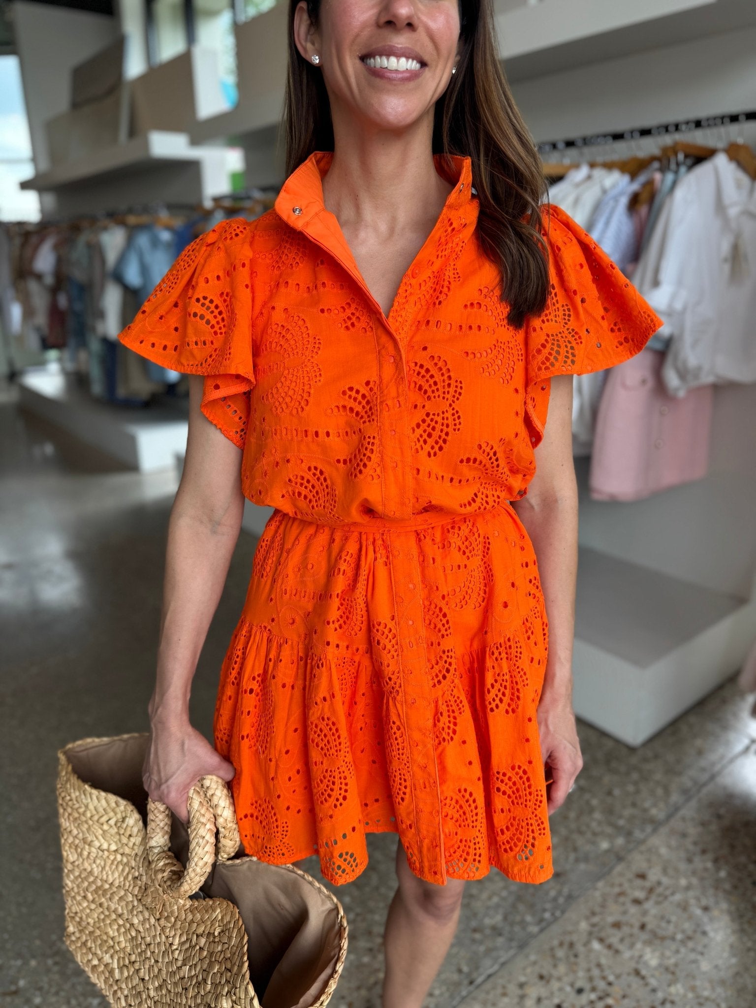 Orange Zenaida Palm Dress - Amor Lafayette