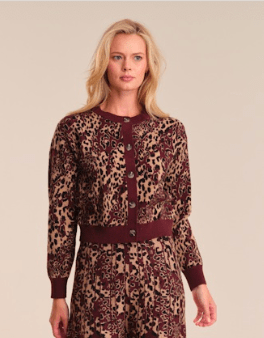 Oxblood Ollie Leopard Cardigan - Amor Lafayette
