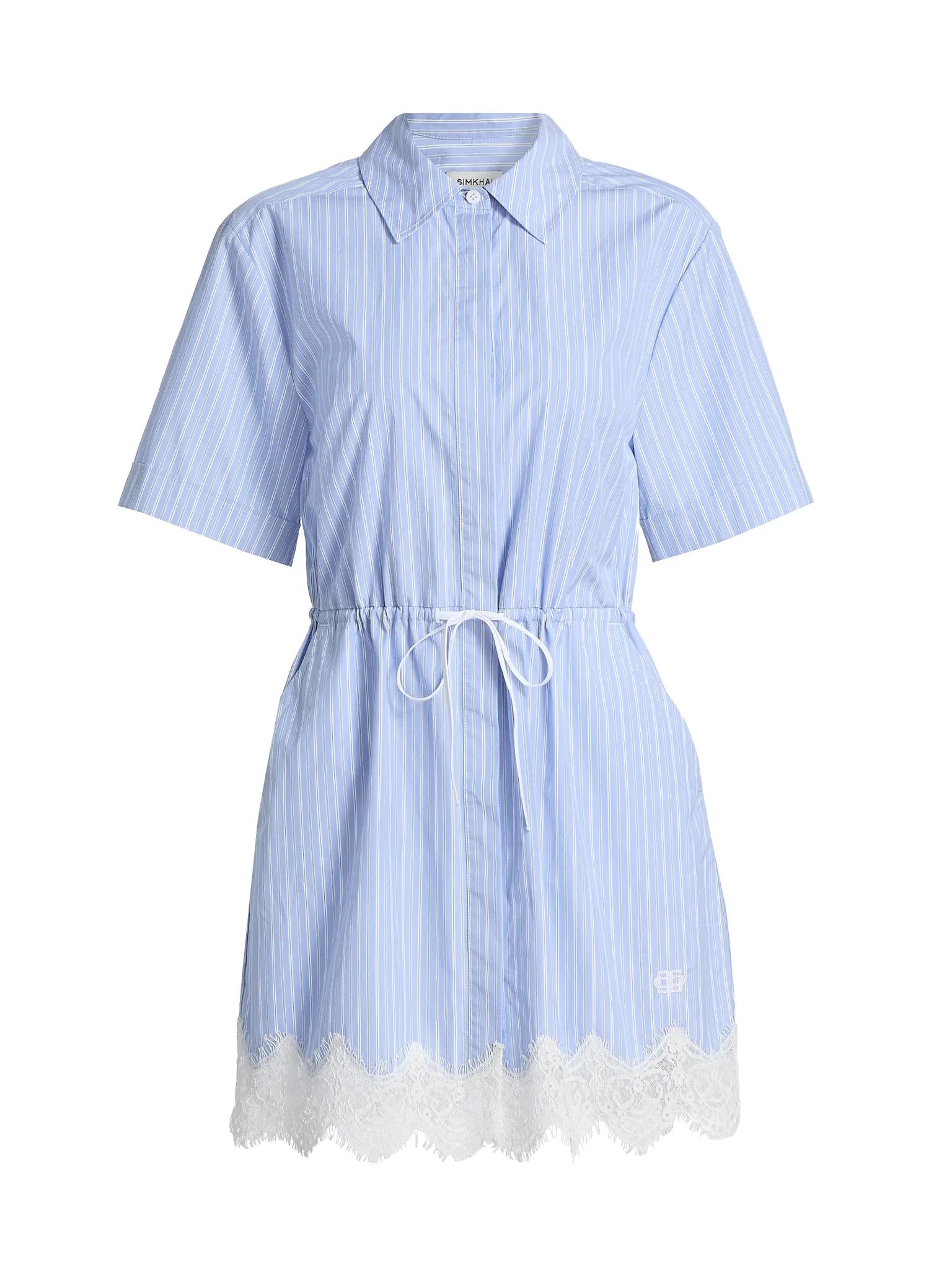 Oxford Blue Stripe Calder Cotton Lace Mini Dress - Amor Lafayette