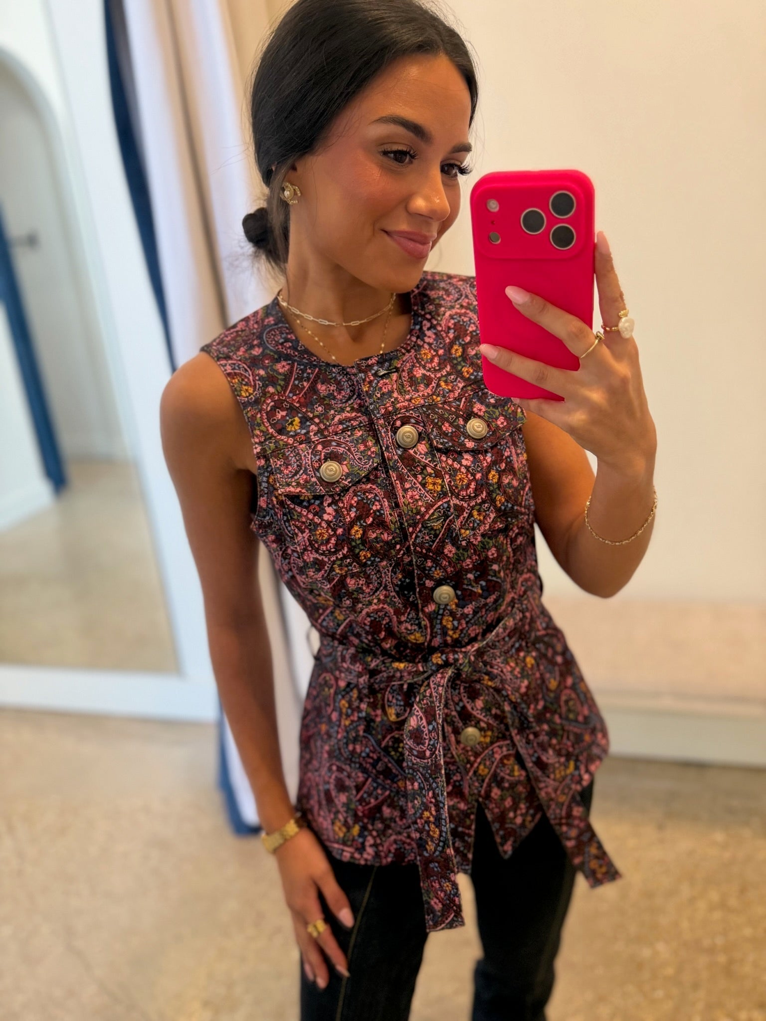 Paisley Denim Reenee Vest - Amor Lafayette