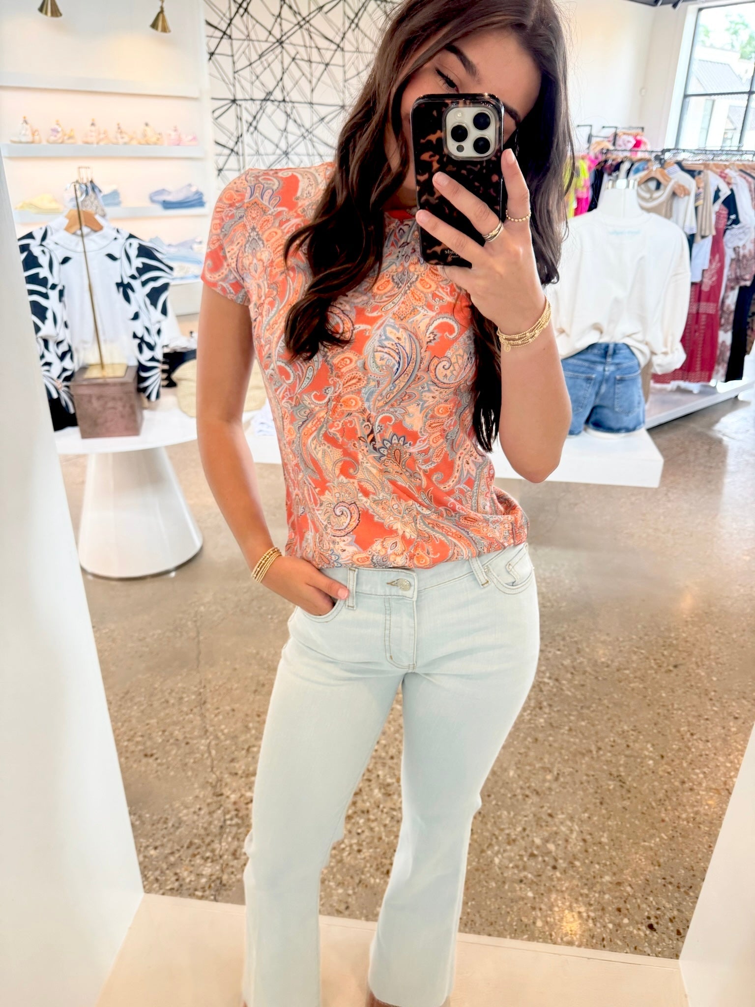 Paisley Ressi Crew Top - Amor Lafayette