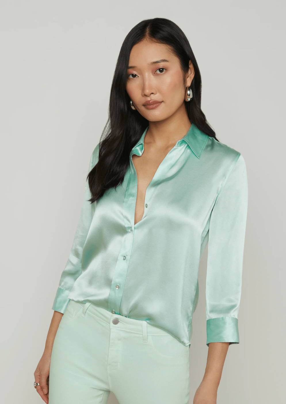 Pale Jade Dani 3/4 Sleeve Blouse - Amor Lafayette