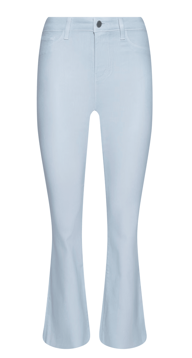 Pale Mist Blue Coated Kendra Crop Flare - Amor Lafayette