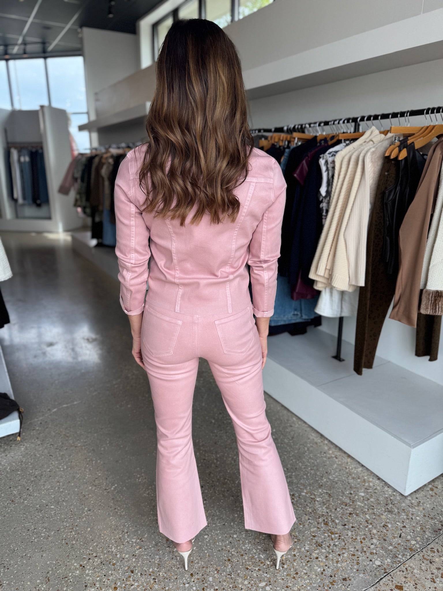 Pale Rose Coated Janelle Slim Raw Jacket - Amor Lafayette