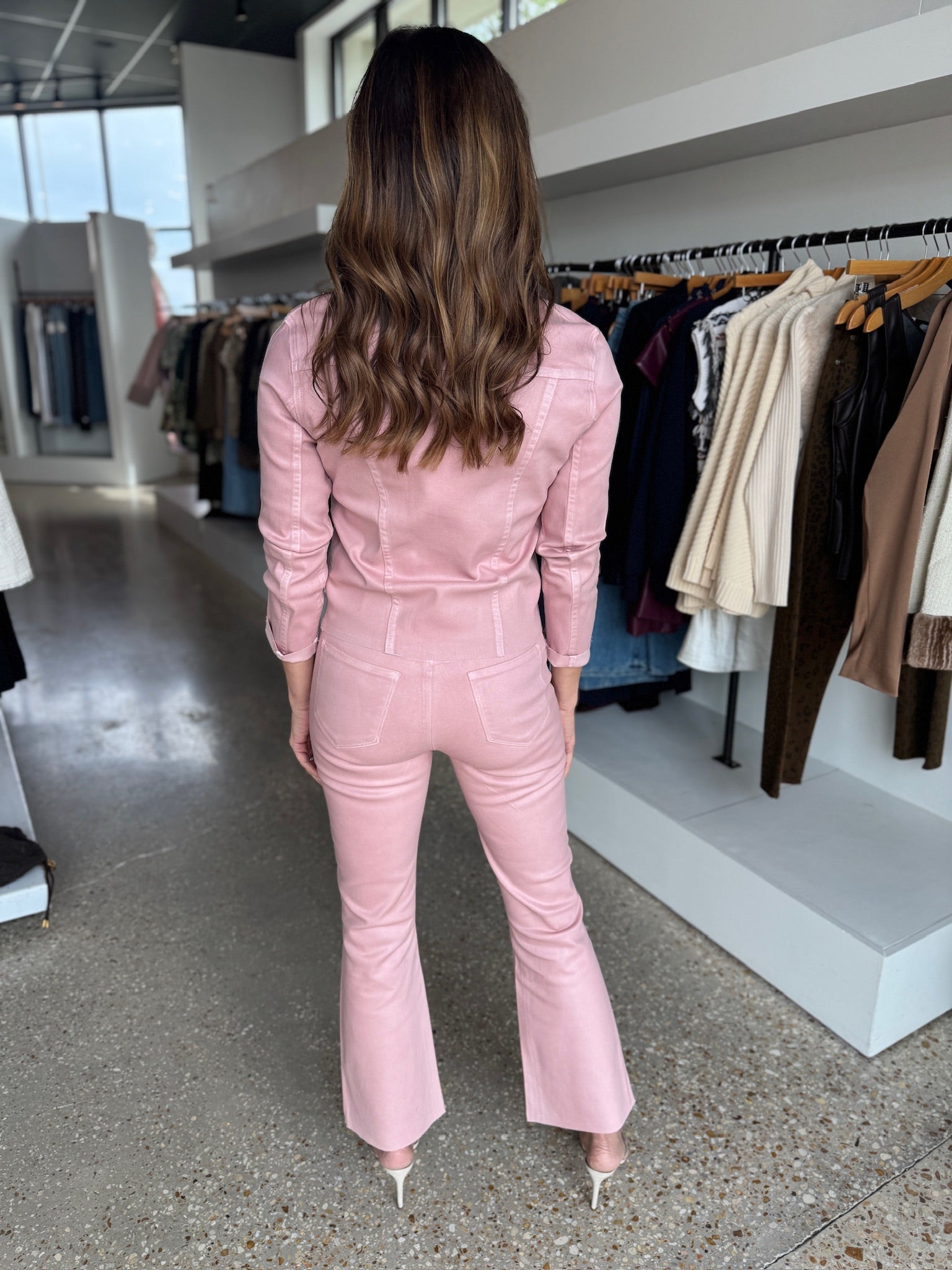 Pale Rose Coated Kendra H/R Crop Flare - Amor Lafayette