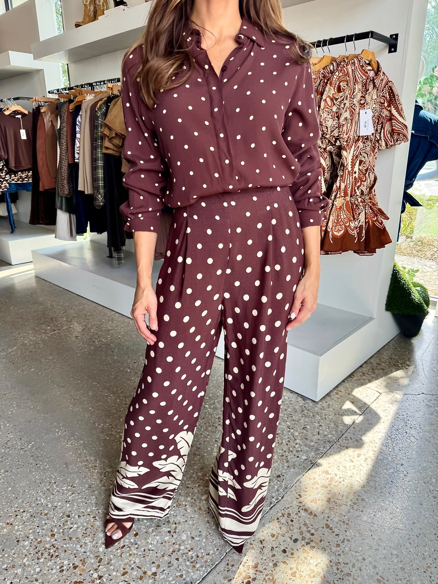 Palm Tree Crepe Pant - Amor Lafayette