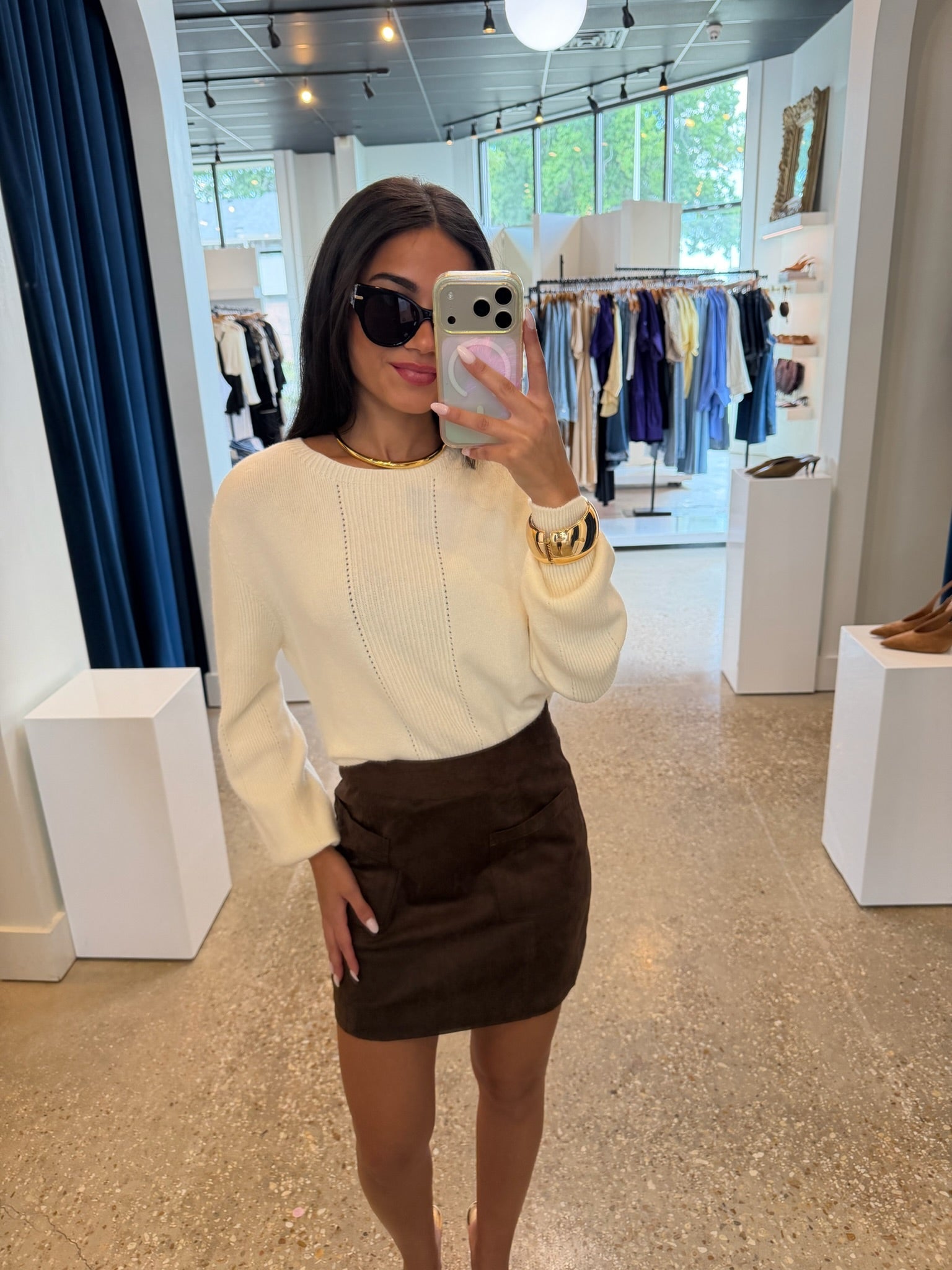 Panna Cotta Crop Knit Sweater - Amor Lafayette