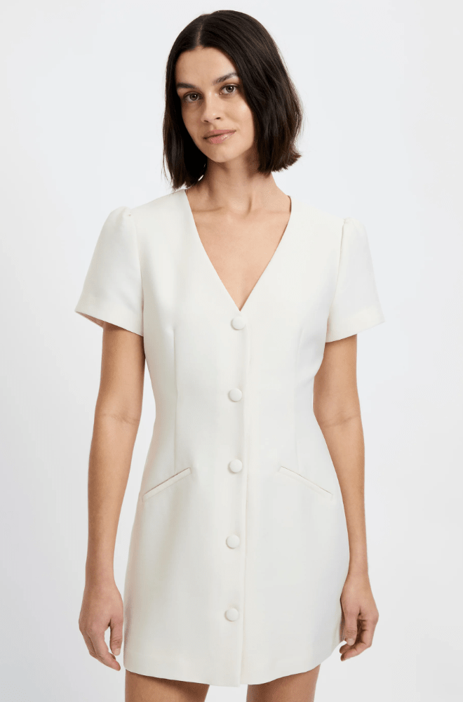 Parchment Structured Taffeta Mini Dress - Amor Lafayette