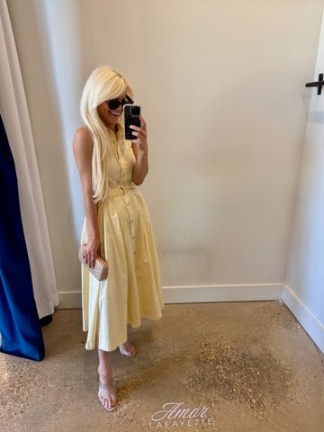 Pastel Yellow Zarae Solid Dress - Amor Lafayette