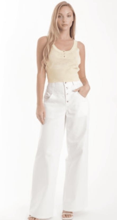Pastel Yellow Zaya Knit Tank Top - Amor Lafayette