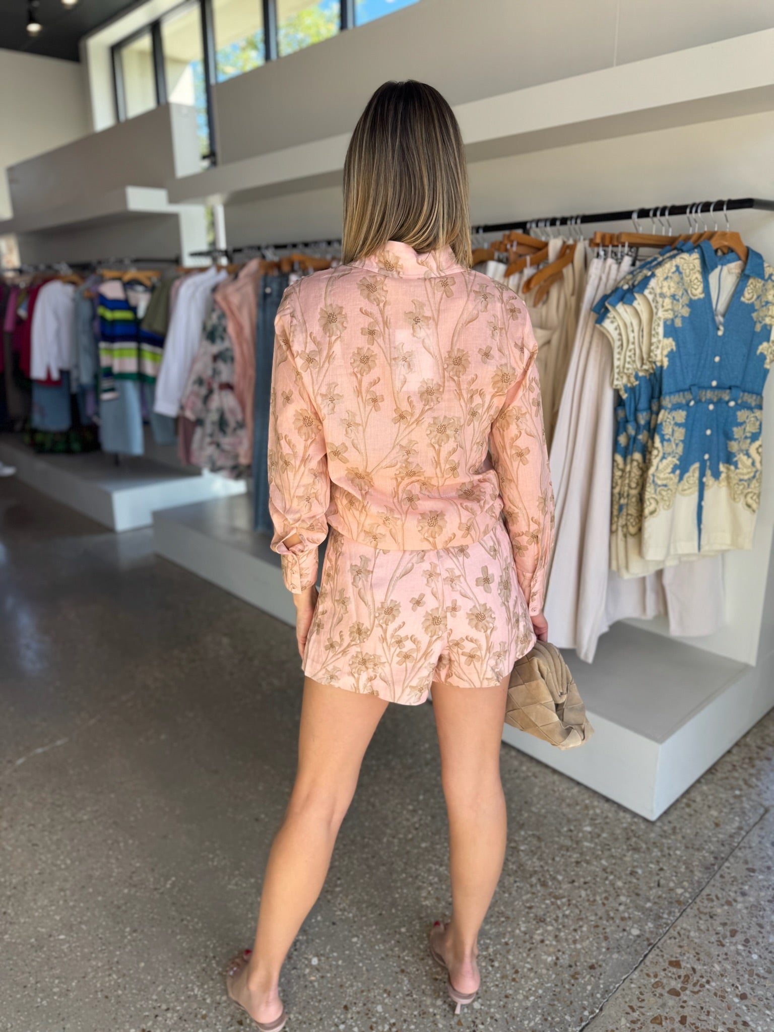 Peach Floral Coral Blouse - Amor Lafayette