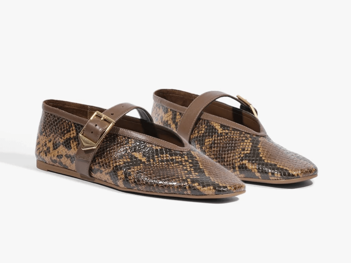 Pecan Brown Vick Buckle Flats - Amor Lafayette