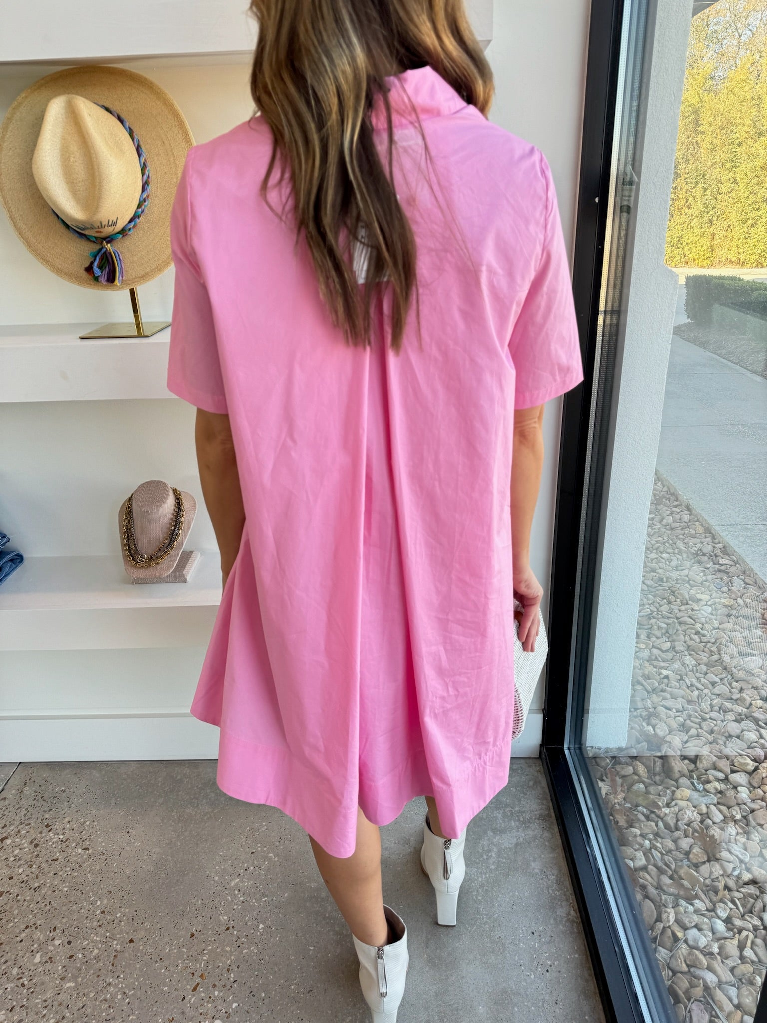Pink A-Line Shirt Dress - Amor Lafayette