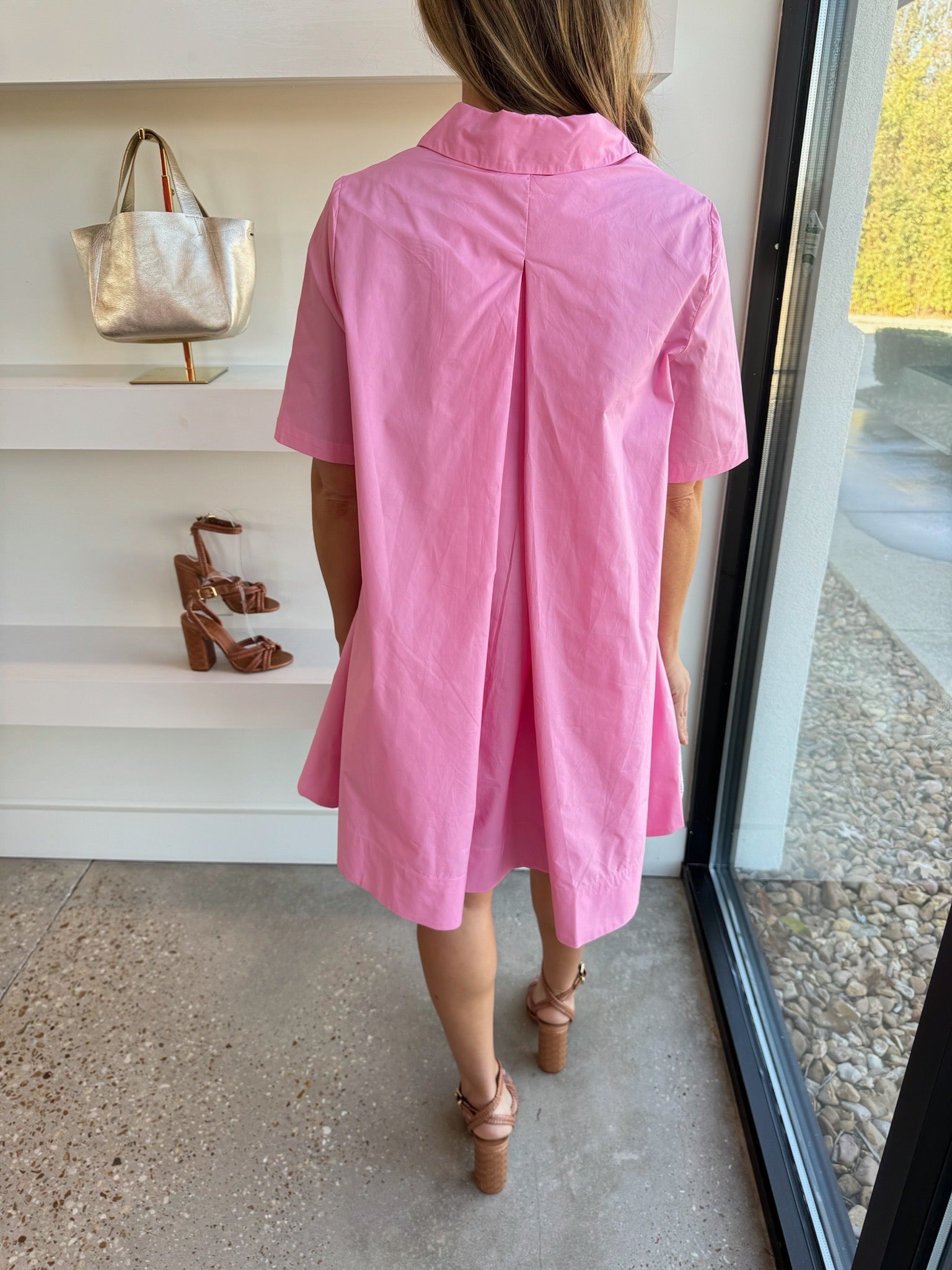 Pink A-Line Shirt Dress - Amor Lafayette