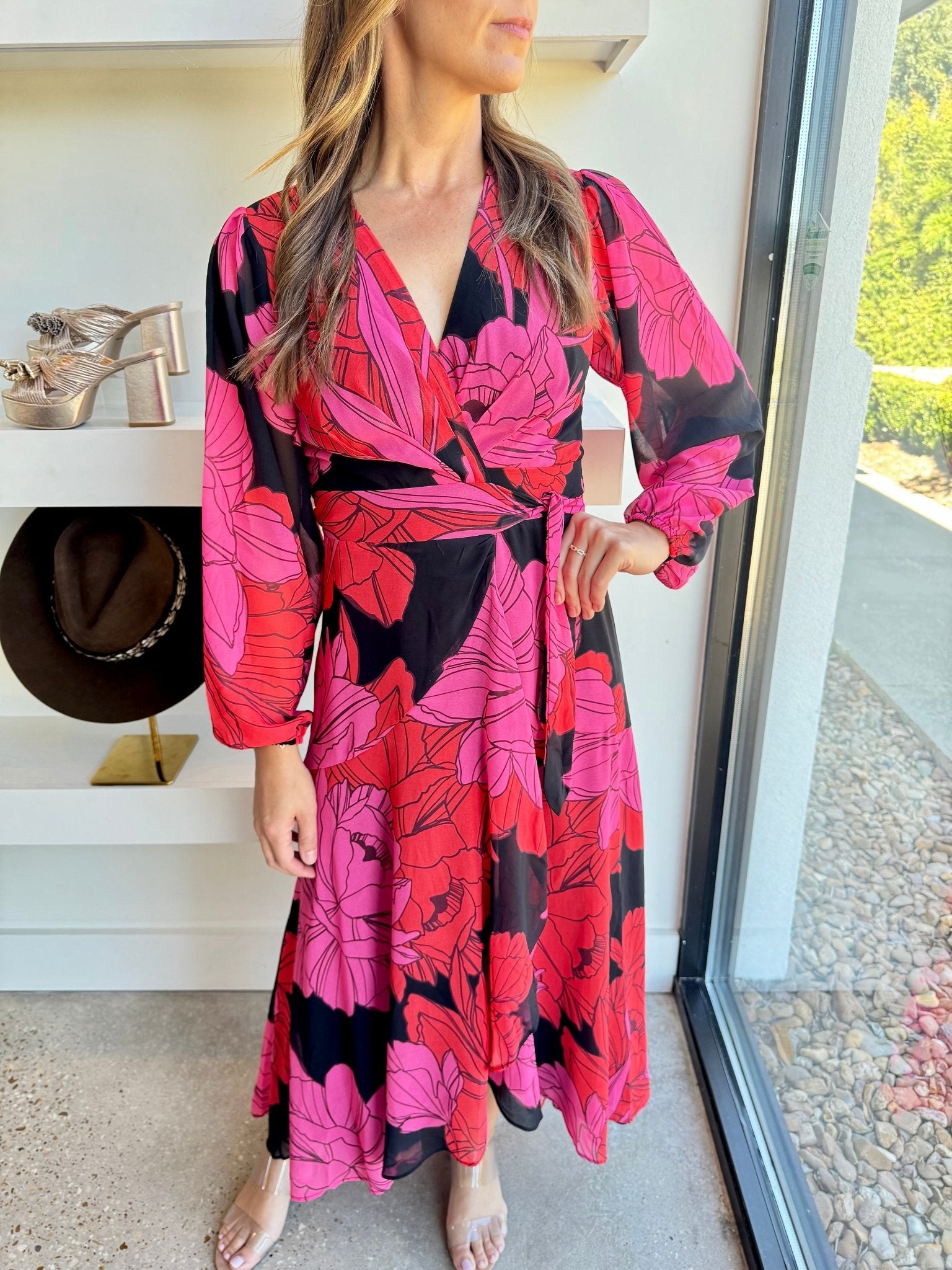 Pink Blooming Floral Wrap Maxi - Amor Lafayette