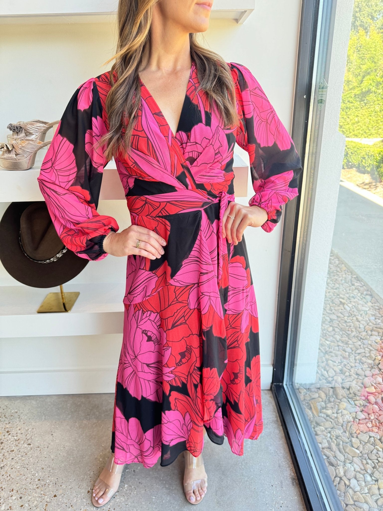 Pink Blooming Floral Wrap Maxi - Amor Lafayette