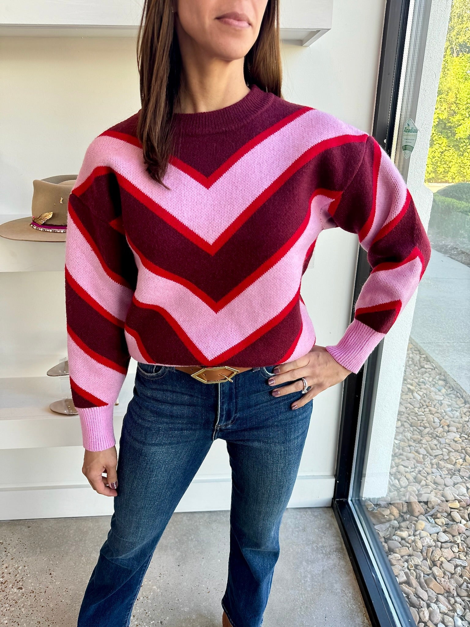 Pink, Bordeaux and Red Bellis Sweater - Amor Lafayette