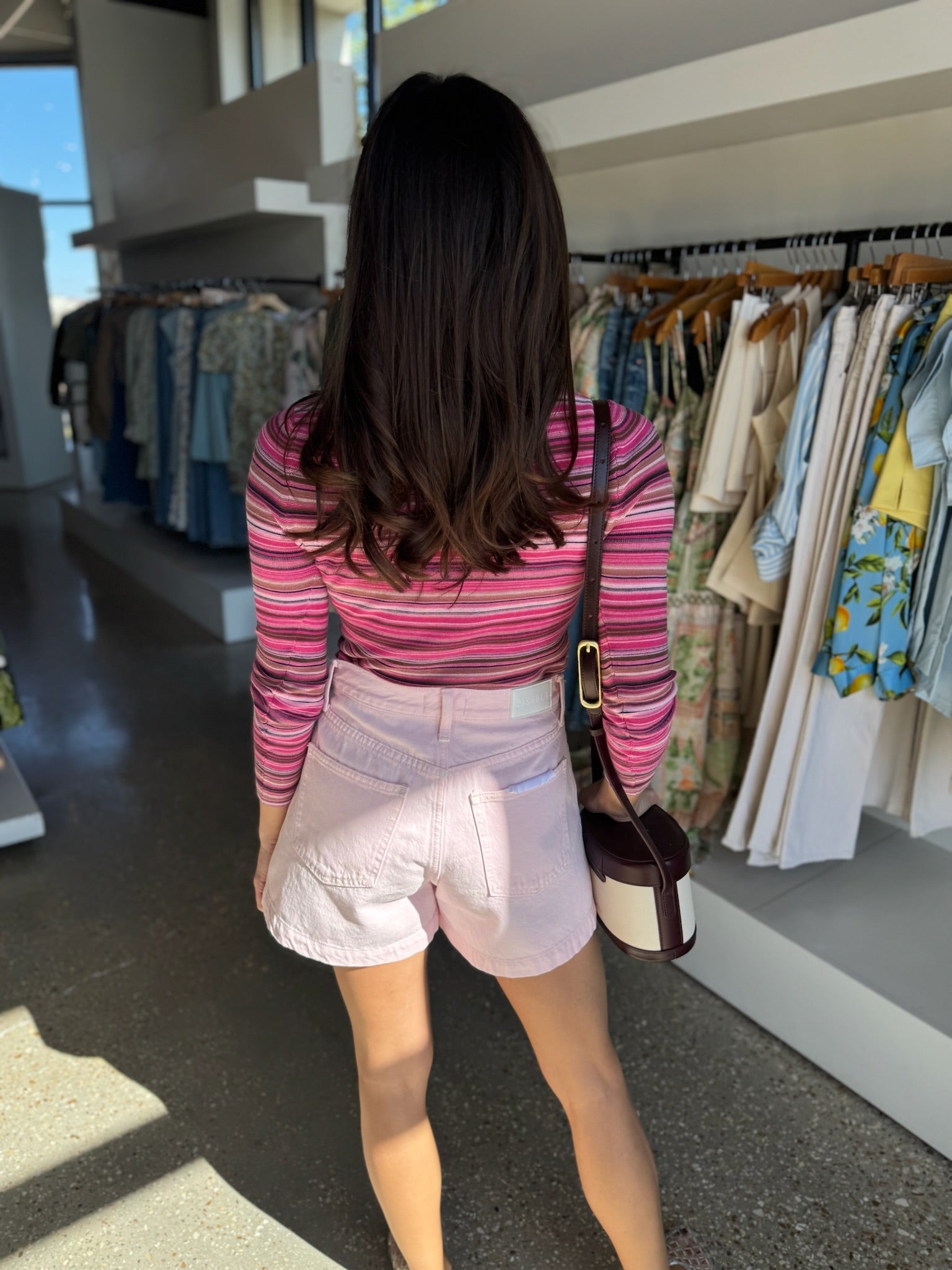 Pink Brown Multi Madison Crew Neck Sweater - Amor Lafayette