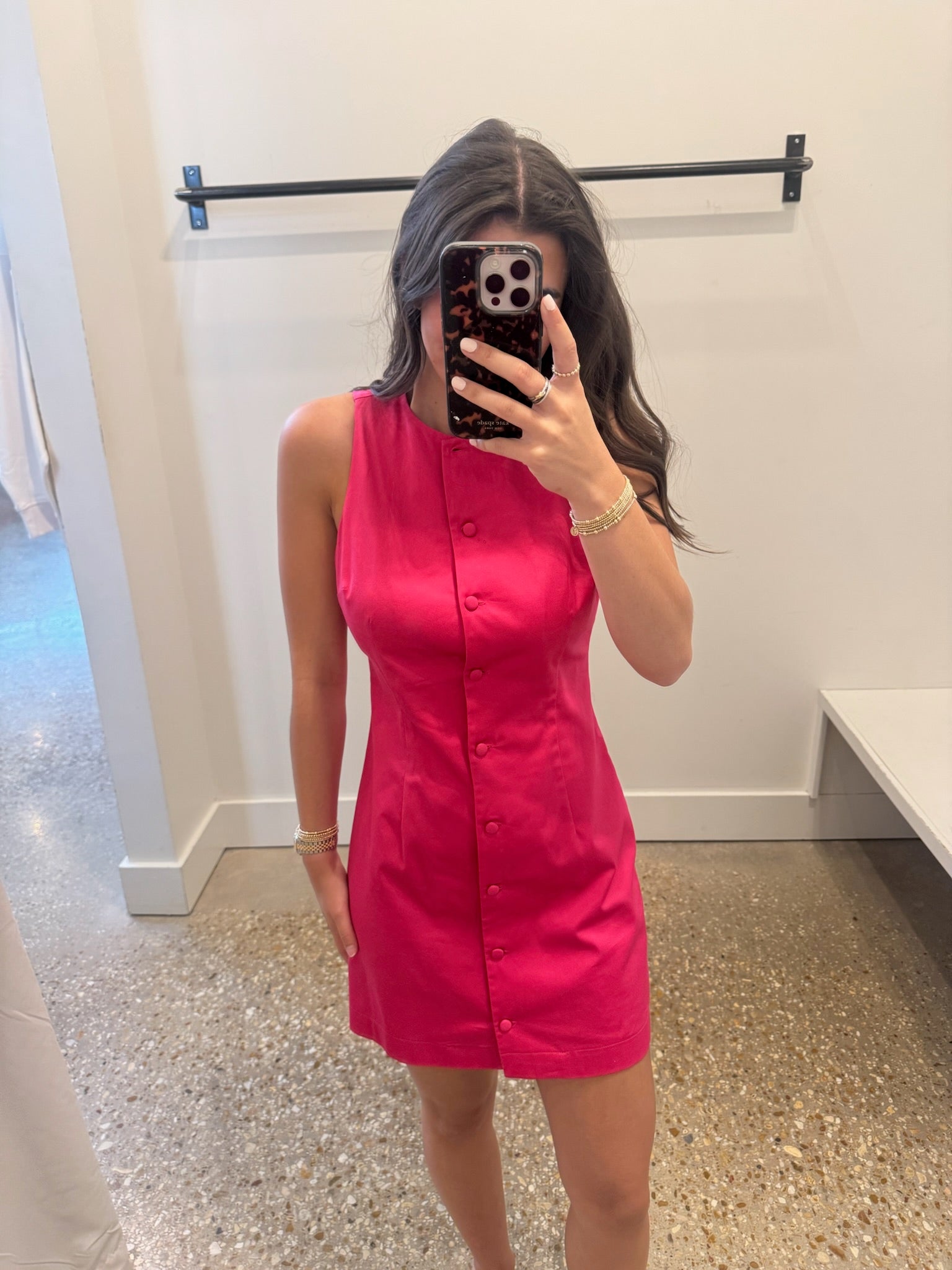 Pink Cotton Sateen Round Neck Dress - Amor Lafayette