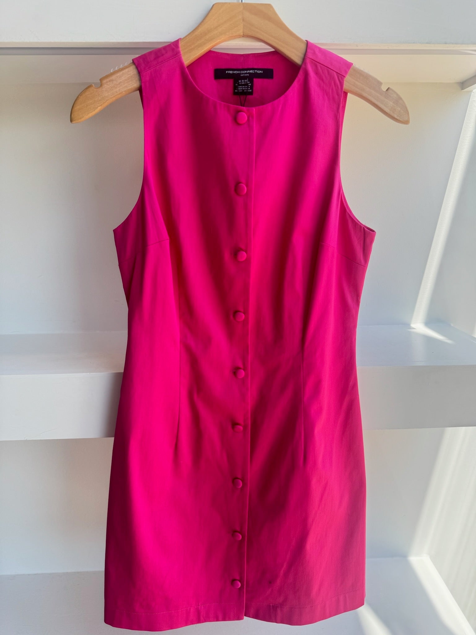 Pink Cotton Sateen Round Neck Dress - Amor Lafayette