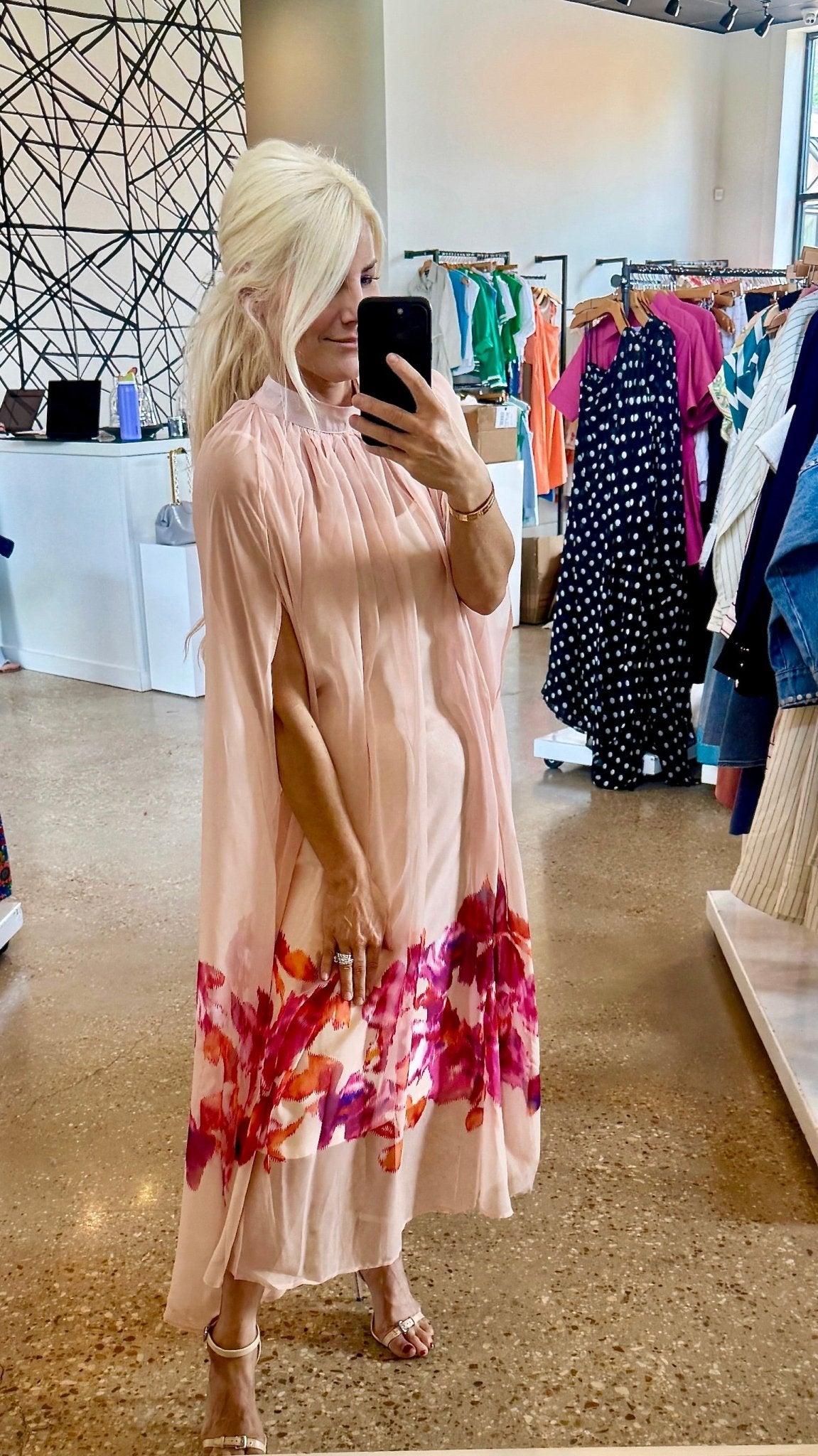 Pink Floral Cape Dress - Amor Lafayette