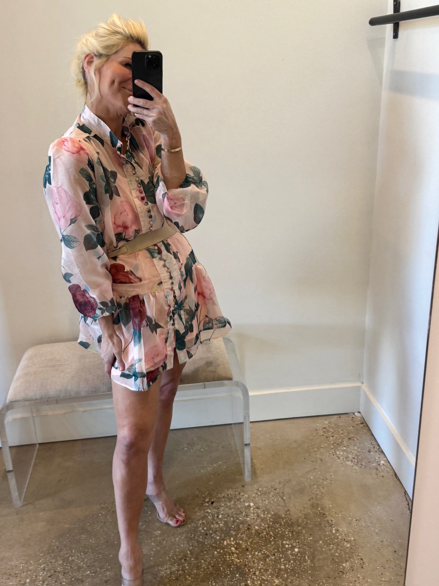 Pink Floral Mini Dress - Amor Lafayette
