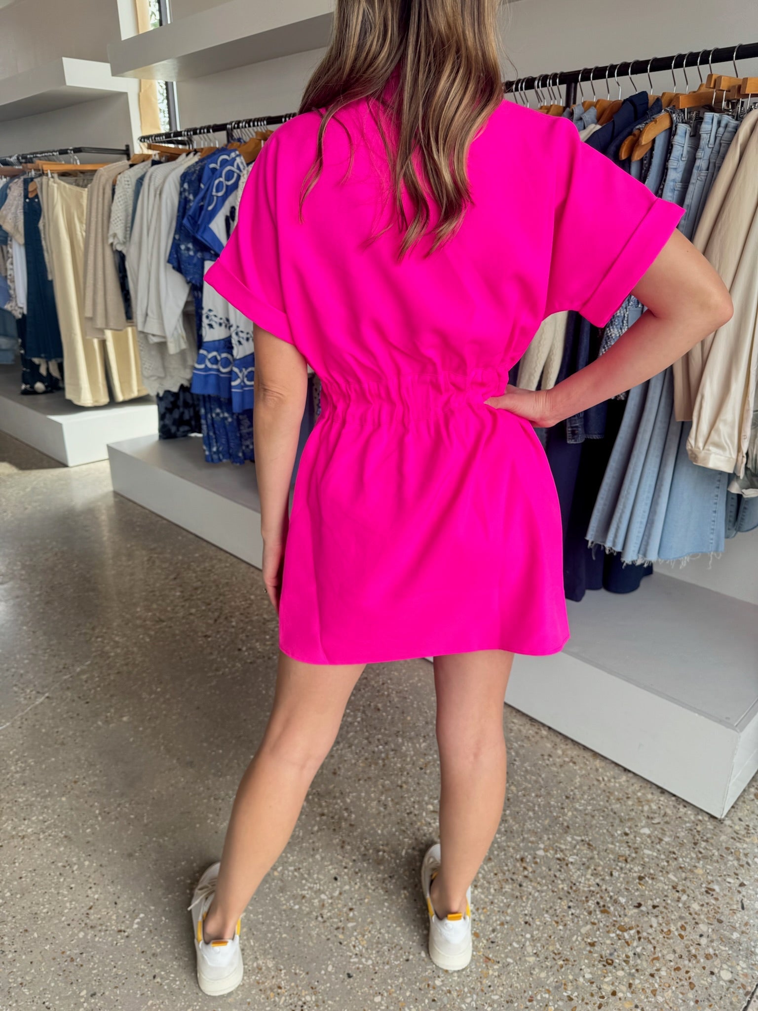 Pink Glo Twill Pullover Dress - Amor Lafayette