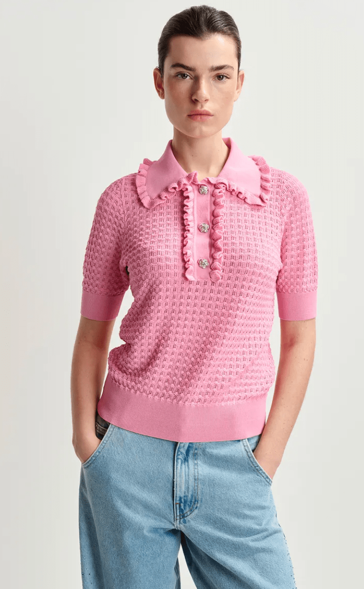 Pink Hemirates Knitted Polo - Amor Lafayette