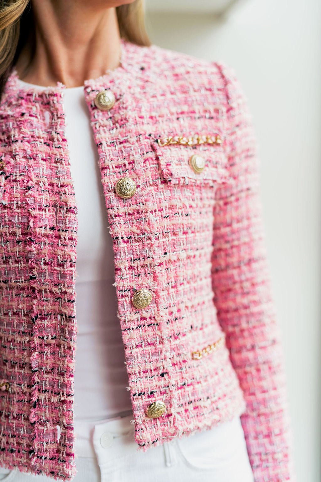 Pink Melange Kristen Tweed Blazer - Amor Lafayette