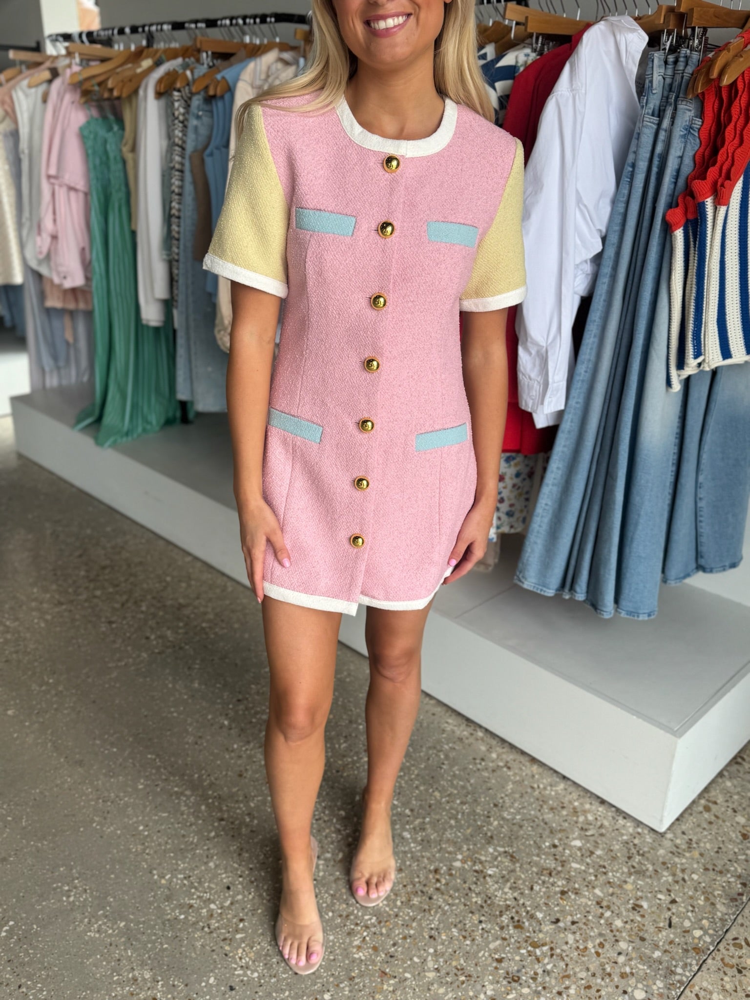 Pink Multi Colorblock Taylor Dress - Amor Lafayette