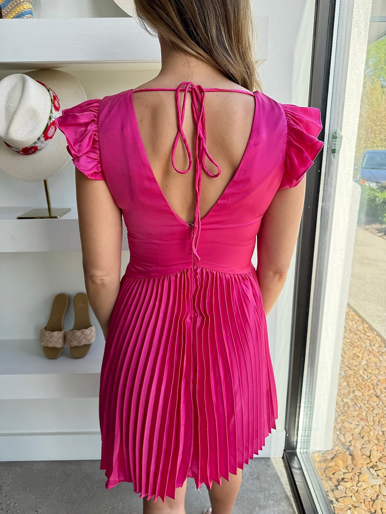 Pink Pleated Mini Dress - Amor Lafayette