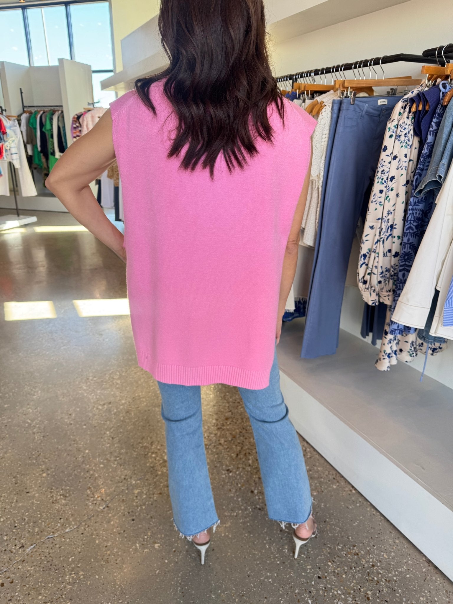 Pink Sleeveless Turtleneck Sweater - Amor Lafayette