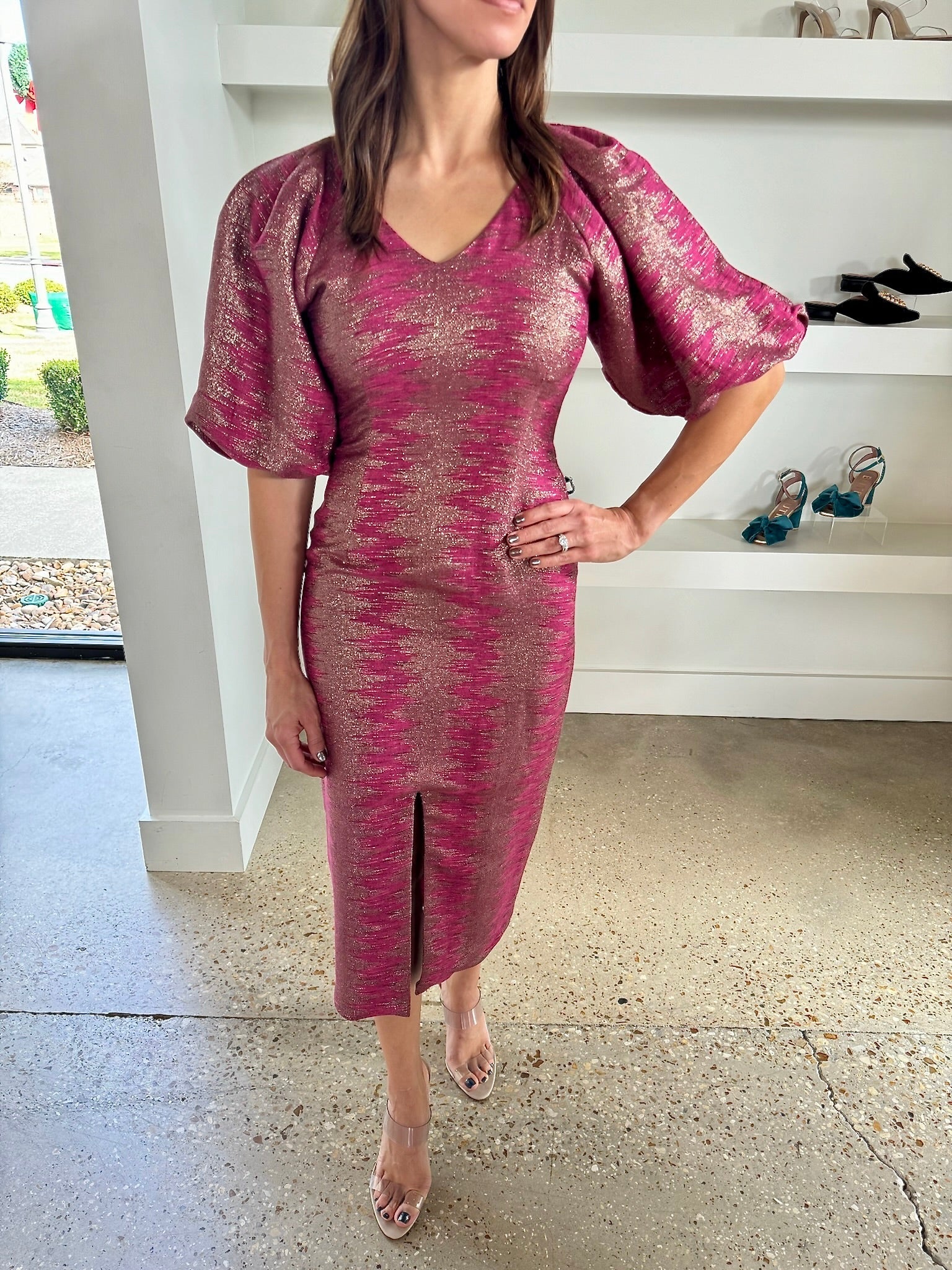 Pink Sparkle Ikat Dalia Dress - Amor Lafayette