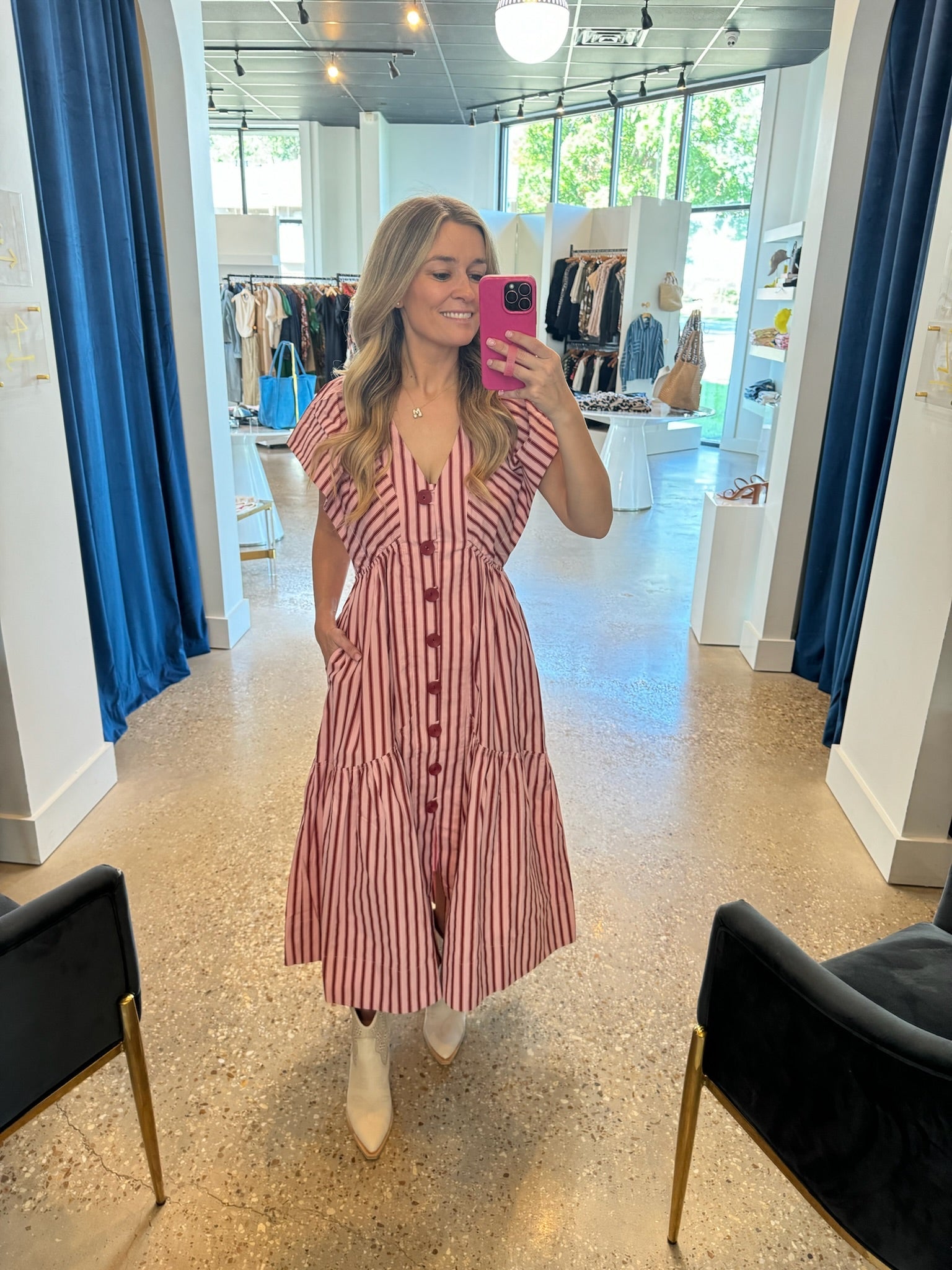 Pink Stripe Maxi Dress - Amor Lafayette