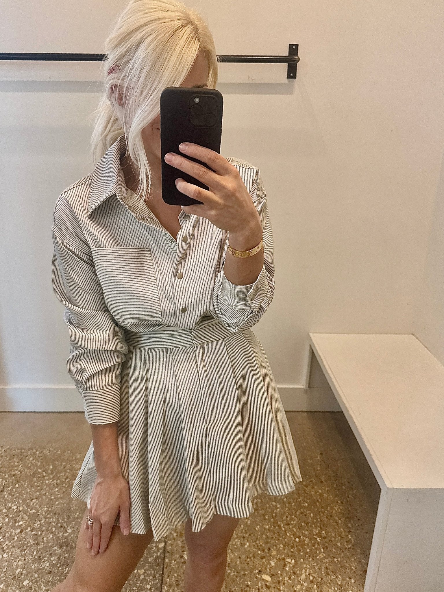 Pinstripe Cotton Mini Dress - Amor Lafayette