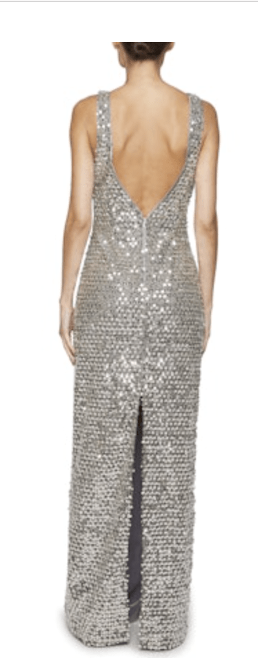 platinum sequin dress Glitter Fitted Sequin Beaded Cocktail Dress Primavera Couture 4409