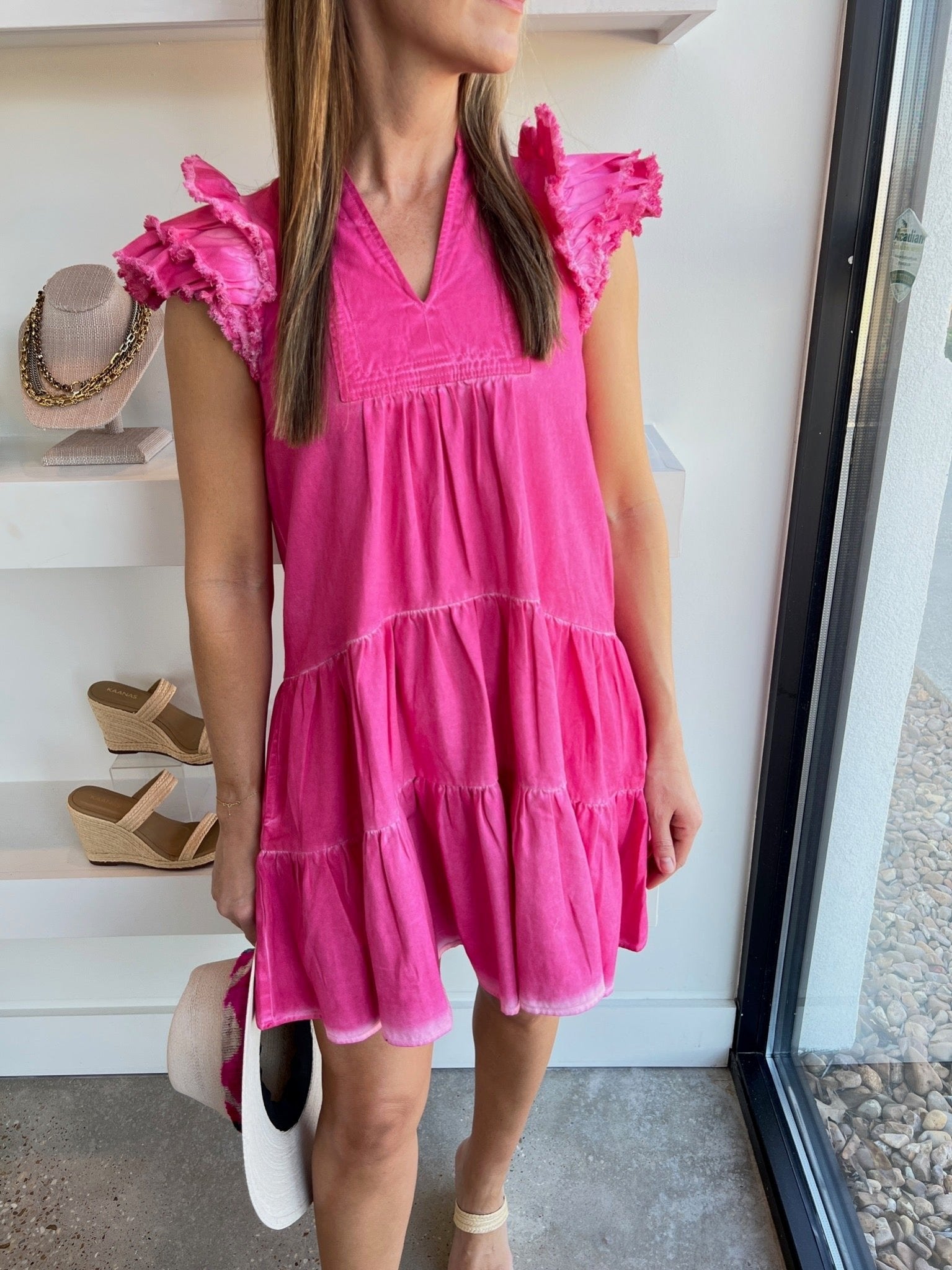 Plush Pink Denim Dress - Amor Lafayette