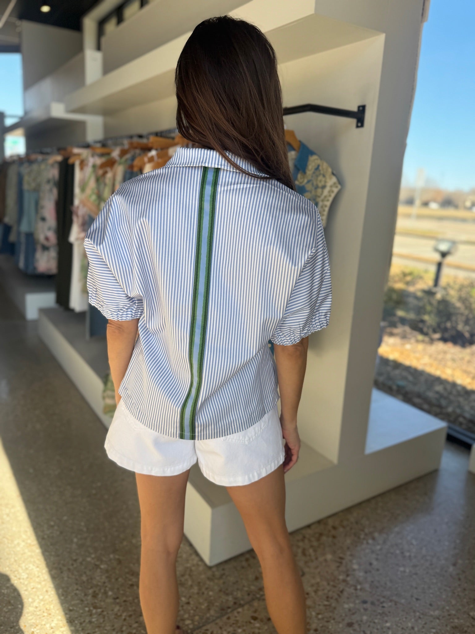 Polished White Sage High Rise A - Line Short - Amor Lafayette