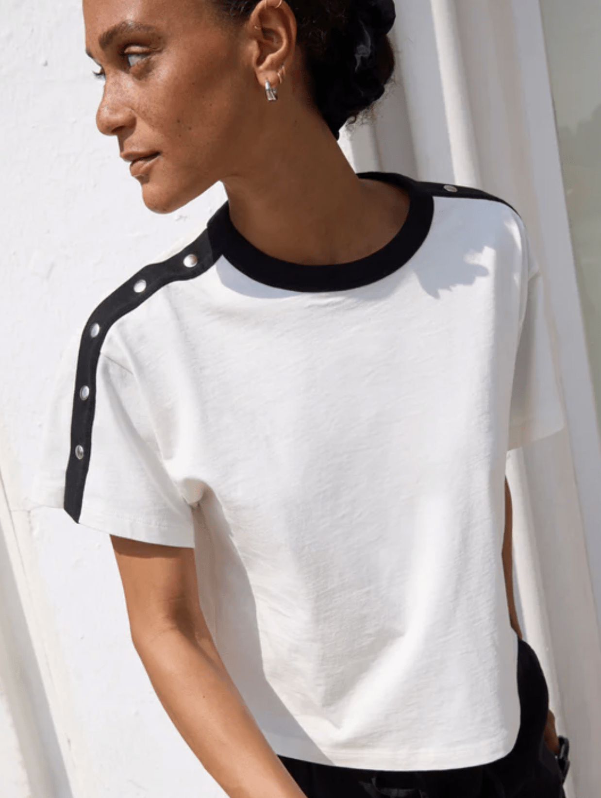 Porcelain Color Block Ada Button Tee - Amor Lafayette
